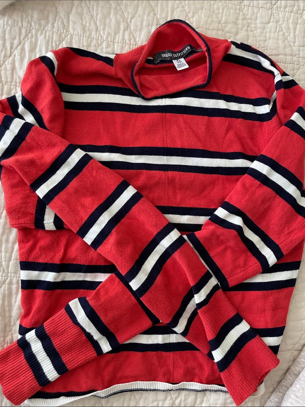 Urban Outfitters Red Striped Cropped Sweater